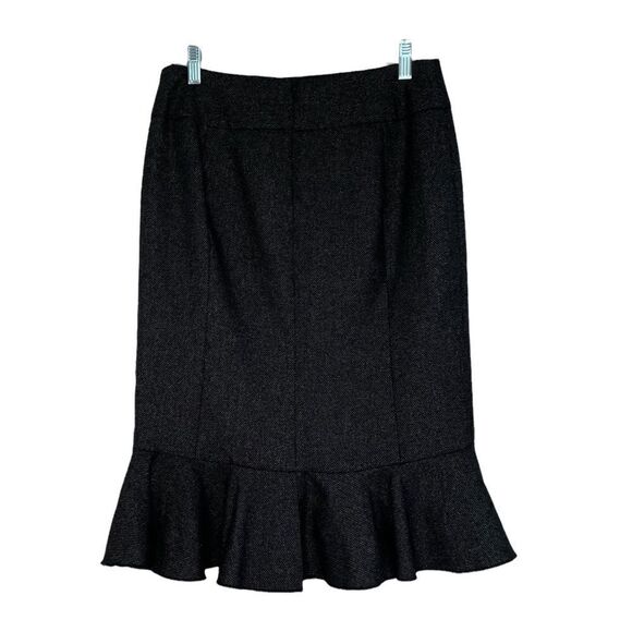 Express Black Textured Ruffle Hem Pencil Skirt - 2 - Picture 1 of 5